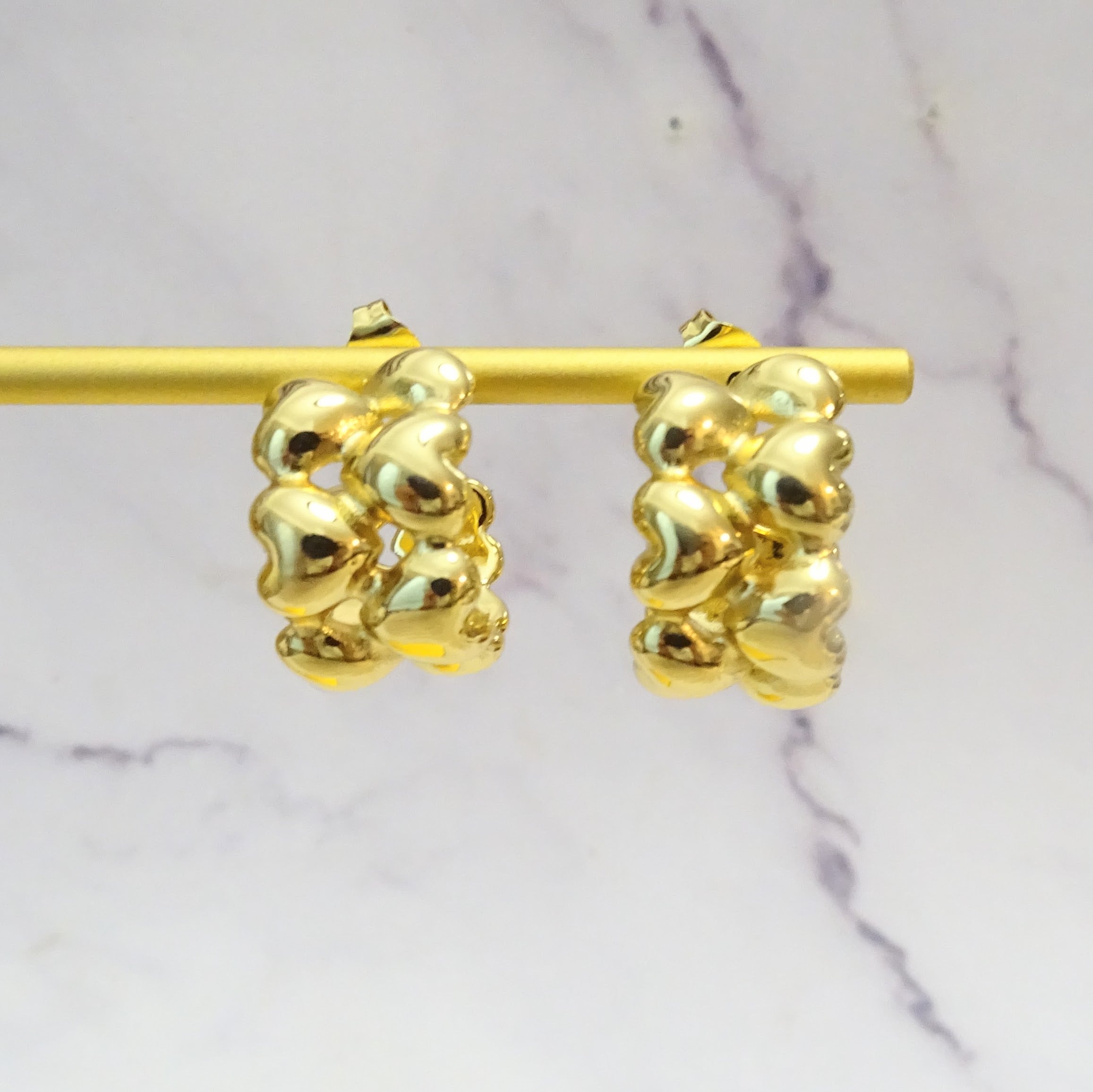 Arracadas Acero Inoxidable Chunky Corazon