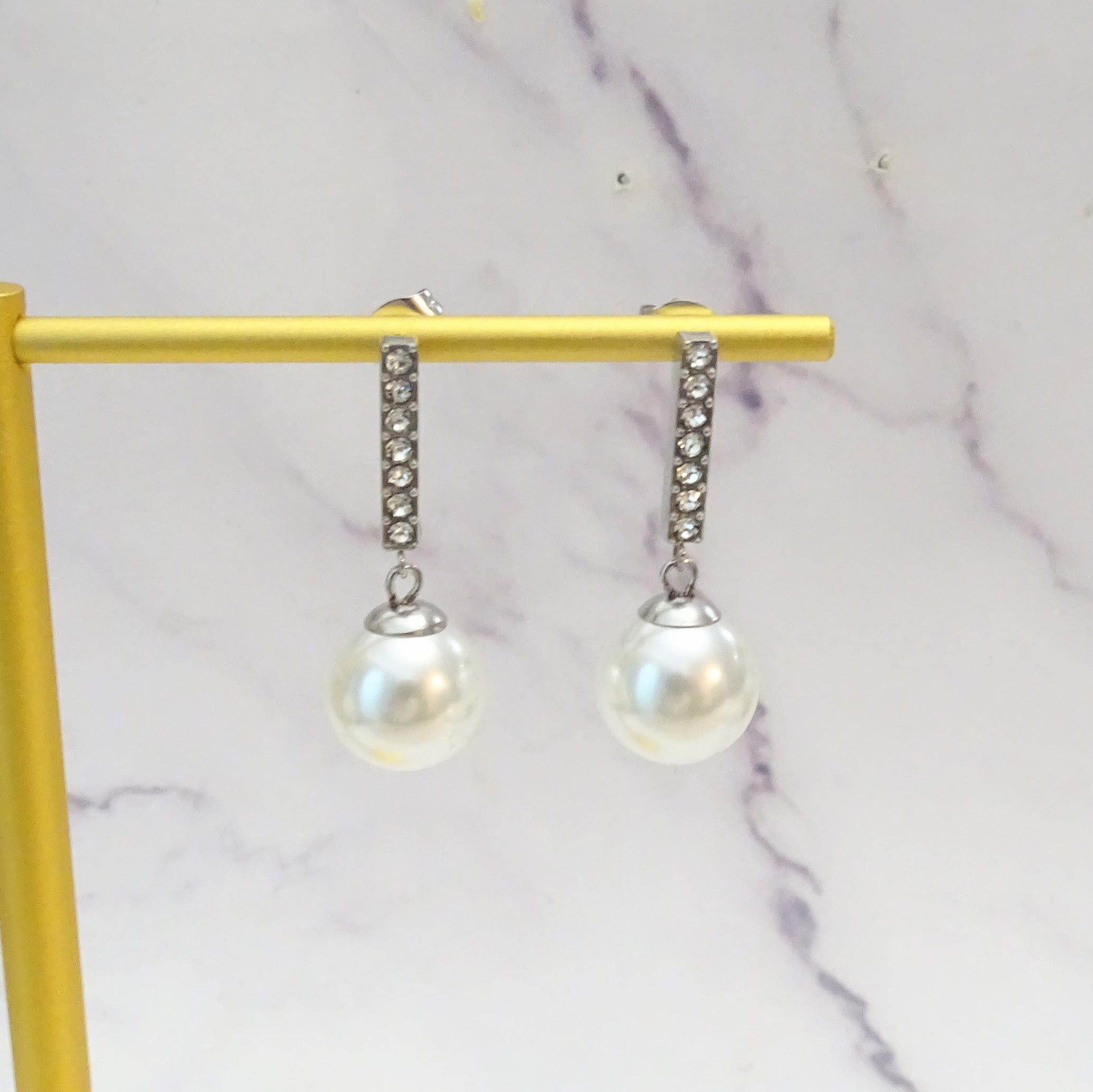 Aretes Acero Inoxidable pal con Perla