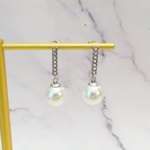 Aretes Acero Inoxidable pal con Perla