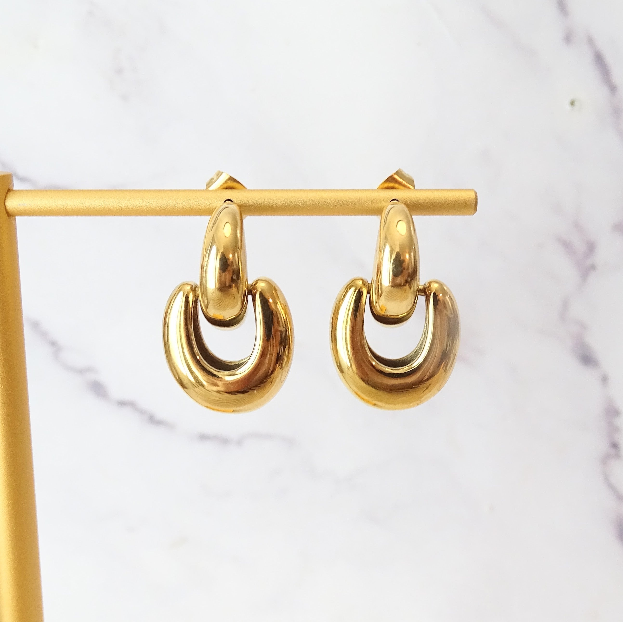 Aretes Acero Inoxidable Doble Eslabon