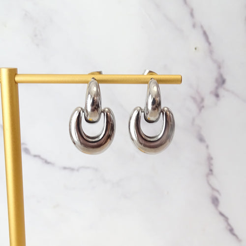 Aretes Acero Inoxidable Doble Eslabon