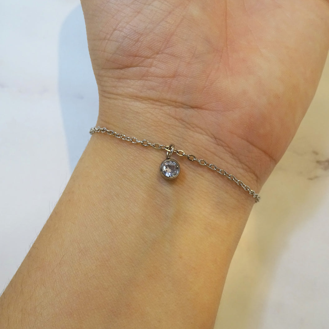 Pulsera Acero Inoxidable dije mini colgante de cristal