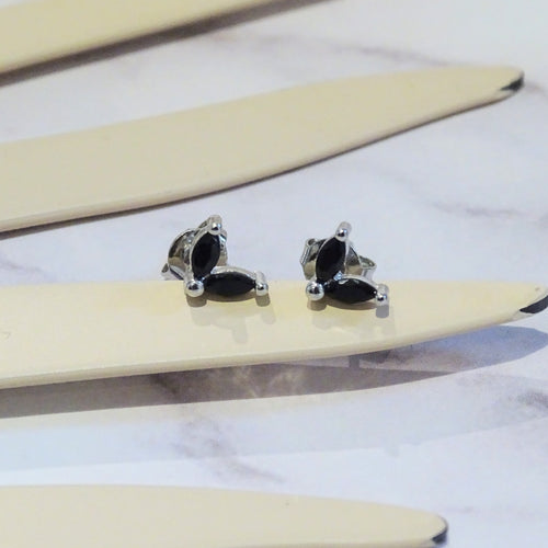 Aretes Acero Inoxidable Hojitas mini Negro