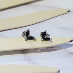 Aretes Acero Inoxidable Hojitas mini Negro