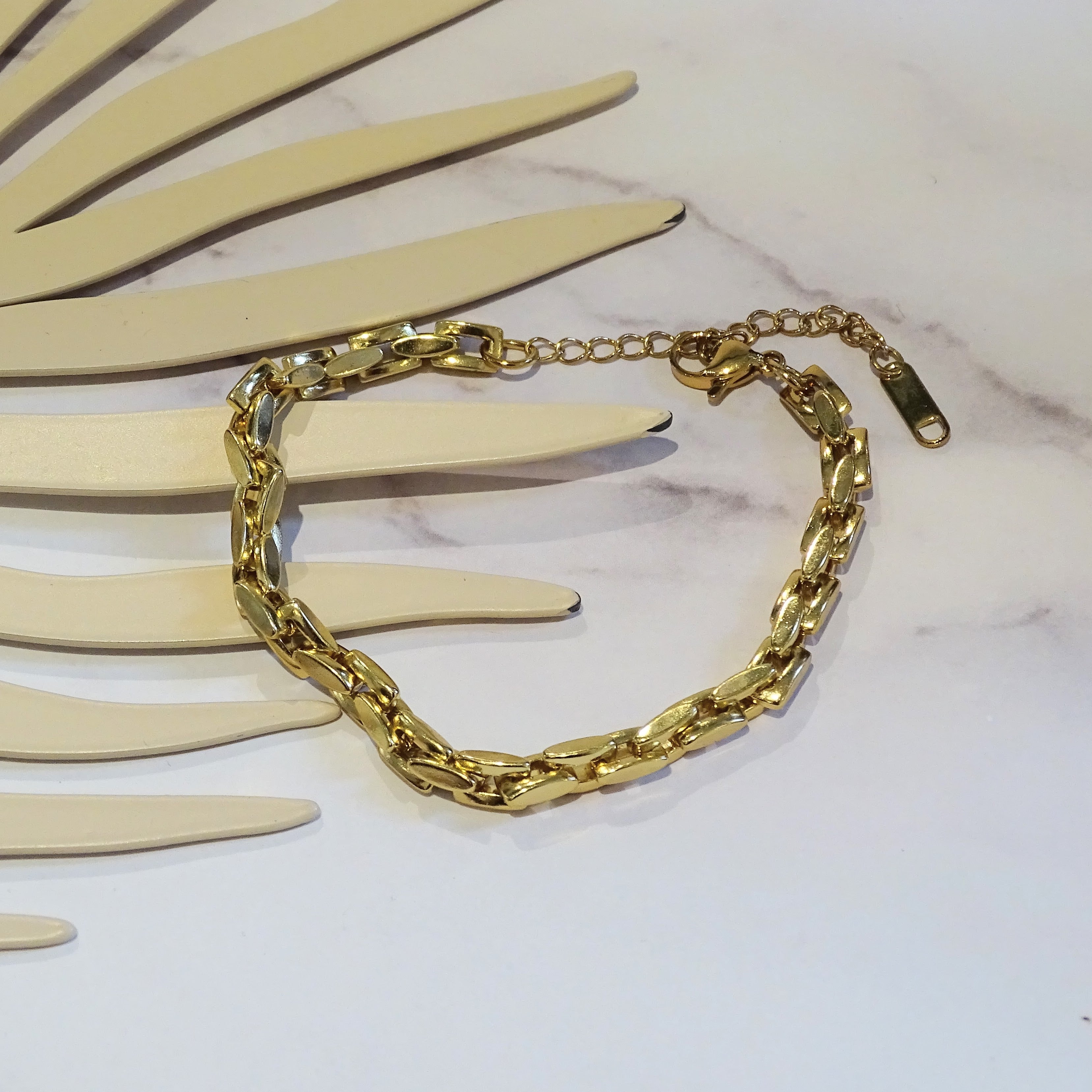 Pulsera Acero Inoxidable Eslabones Cuadrado