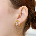 Aretes Acero Inoxidable Asimétricos Bicolor