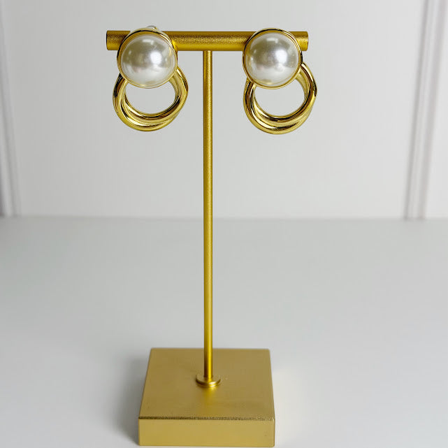 Aretes Acero Inoxidable 1 Perla Grande