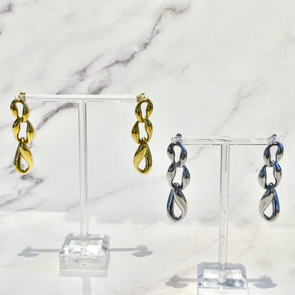 Aretes Acero Inoxidable Ondas Entrelazadas