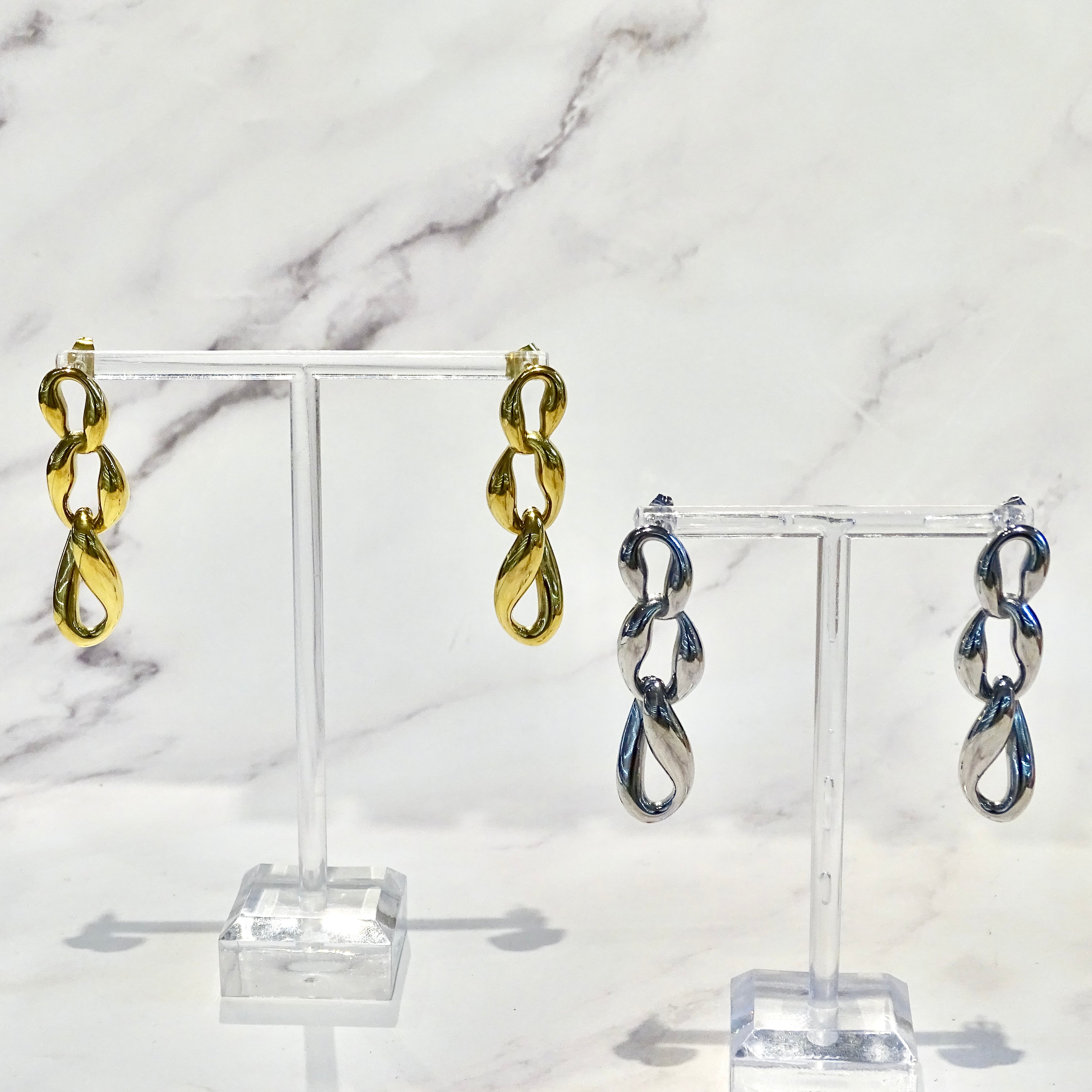 Aretes Acero Inoxidable Ondas Entrelazadas