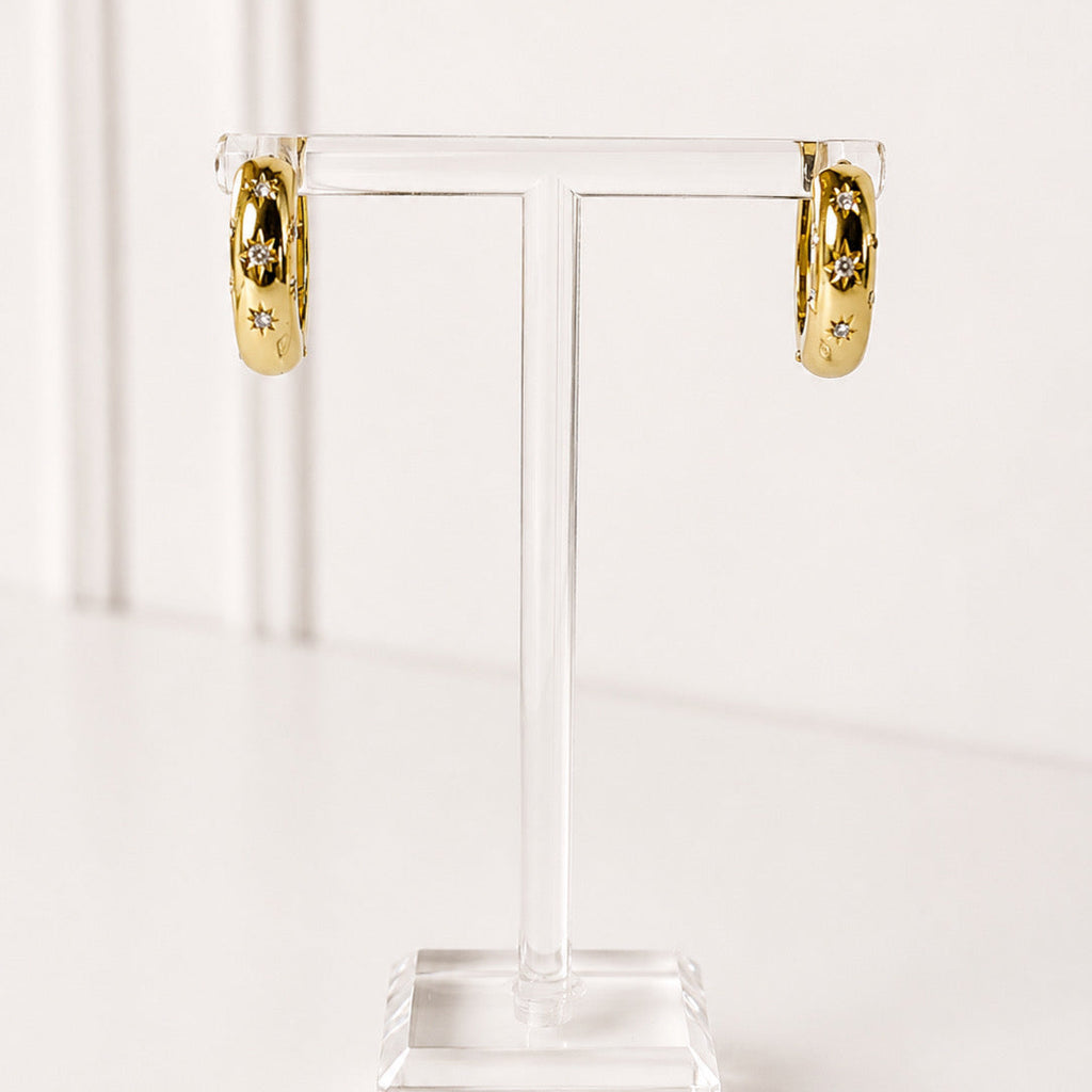 Aretes Acero Inoxidable Chunky con mini cristales
