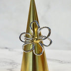 Anillo Acero Inoxidable Flor Doble Color