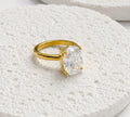 Anillo Acero Inoxidable Solitario Ovalado