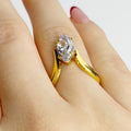 Anillo Acero Inoxidable 2 Lineas Gota Solitaria Transparente