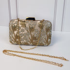 Bolsa Dorada Ramas Con Perlas