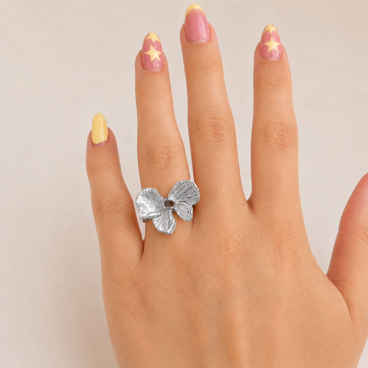Anillo Acero Inoxidable Moño Mariposa