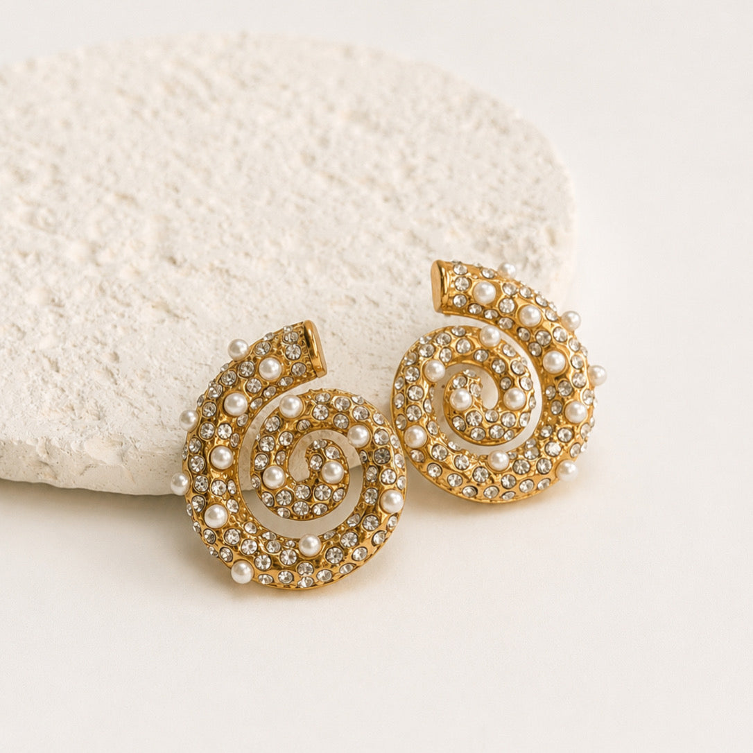 Aretes Acero Inoxidable Espiral Brillante
