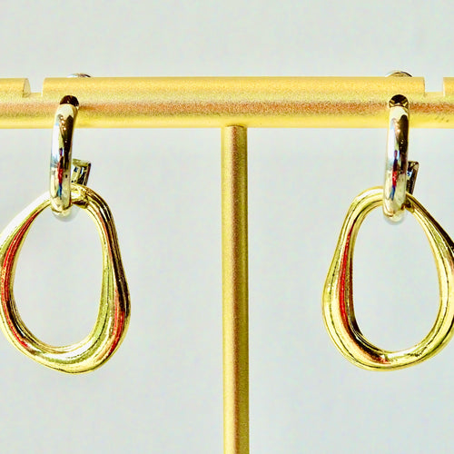 Aretes Acero Inoxidable Bicolor 2 Piezas