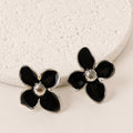 Aretes Acero Inoxidable Flor negra 4 pétalos
