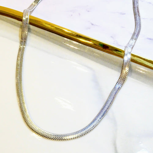 Collar Plateado Acero Inoxidable Plana Delgada 5 mm