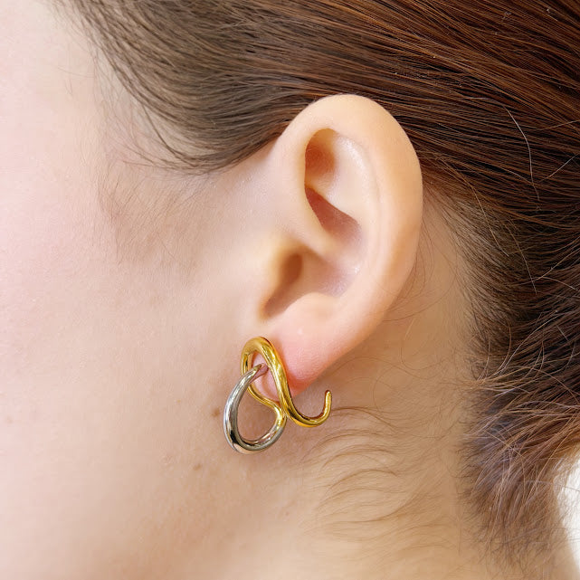 Aretes Acero Inoxidable Asimétricos Bicolor