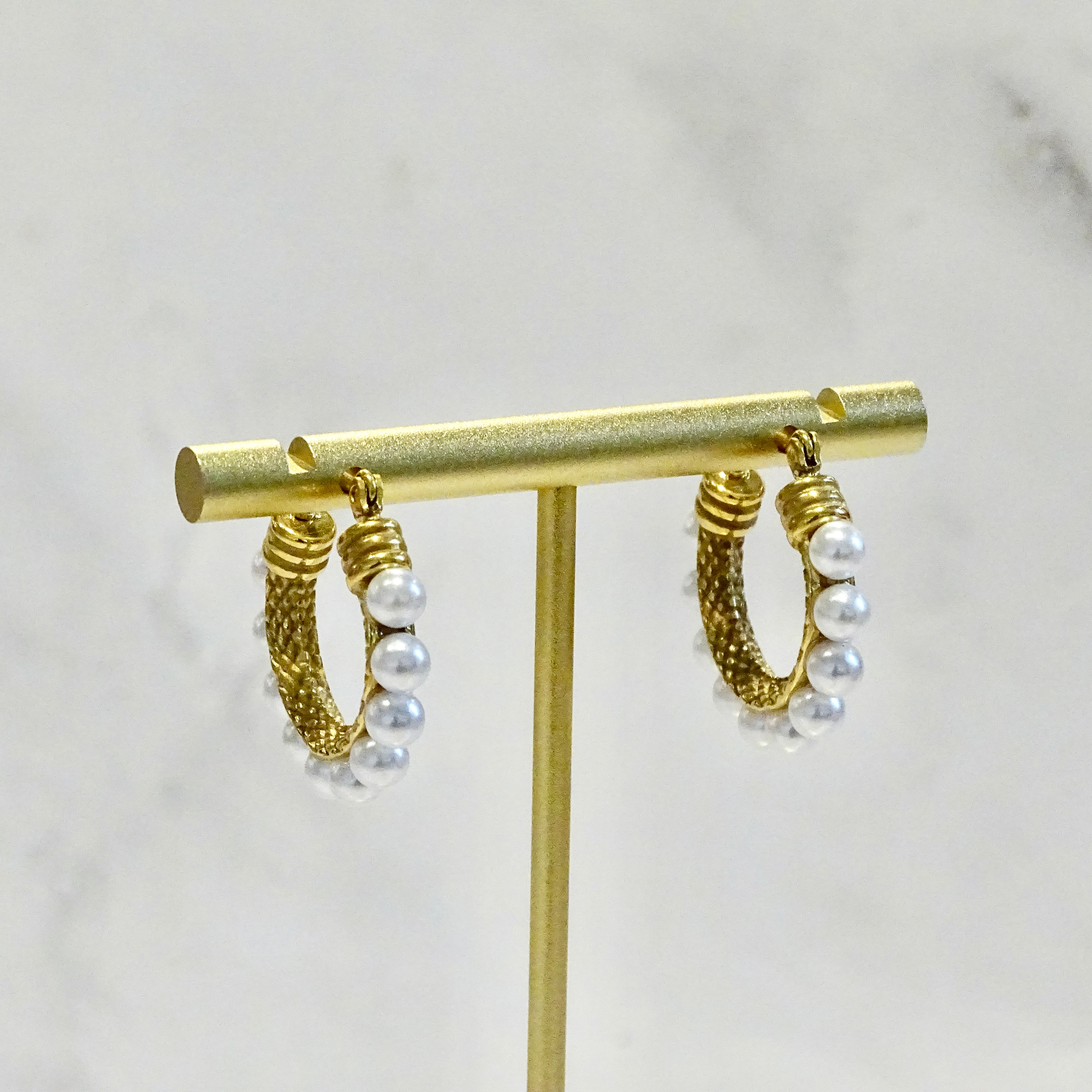 Arracadas Acero Inoxidable Luna de Perlas