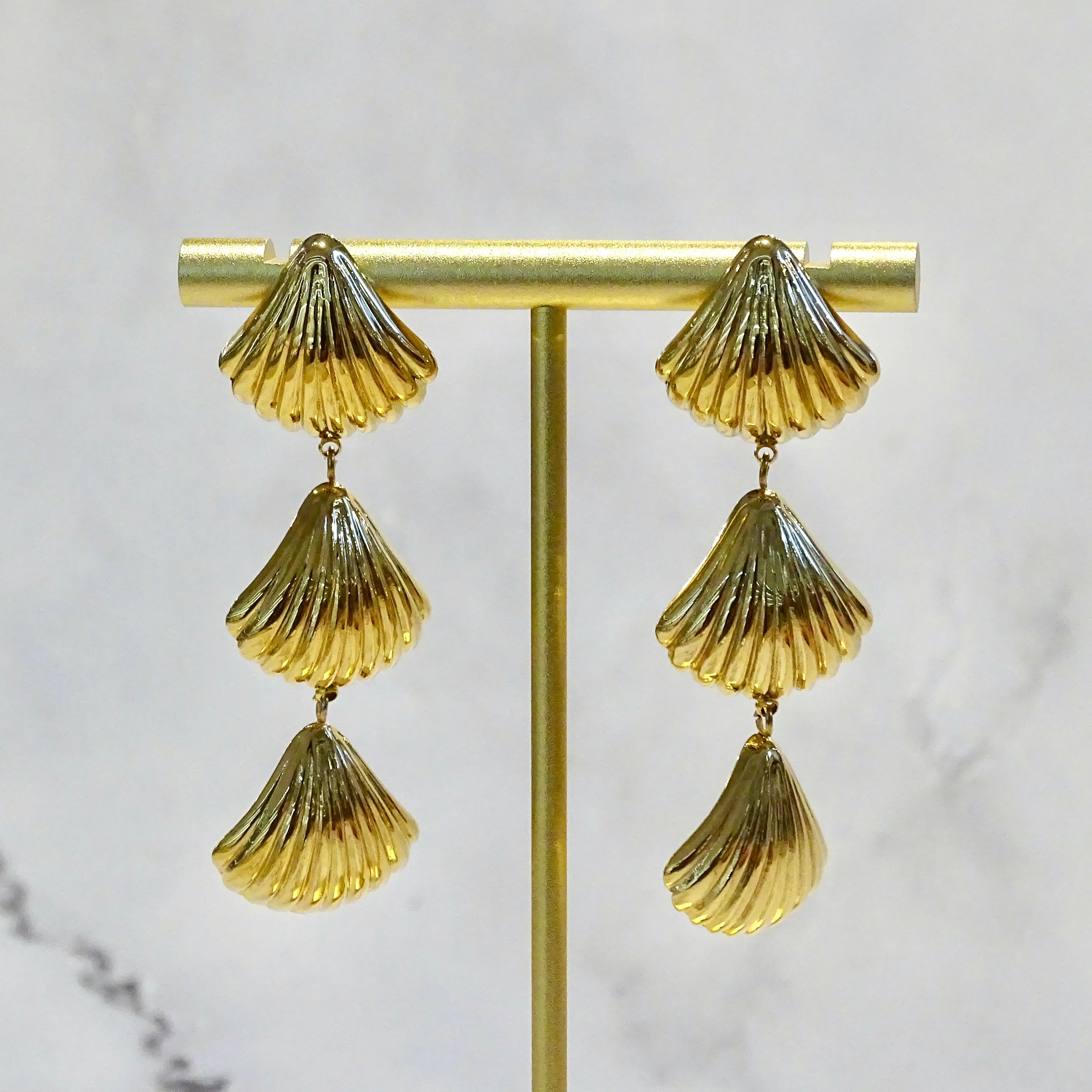 Aretes Acero Inoxidable 3 Conchas