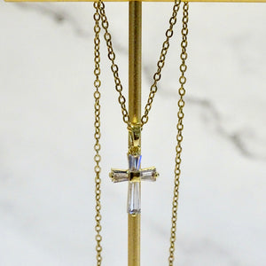 Collar Acero Inoxidable Cruz de Luz