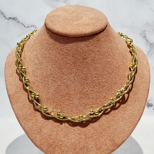 Collar Acero Inoxidable Enlazado con Bolitas