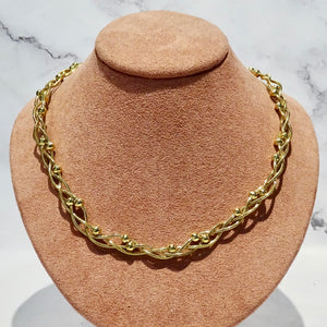 Collar Acero Inoxidable Enlazado con Bolitas