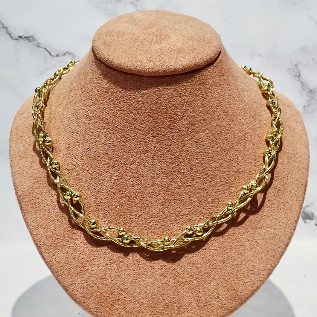 Collar Acero Inoxidable Enlazado con Bolitas