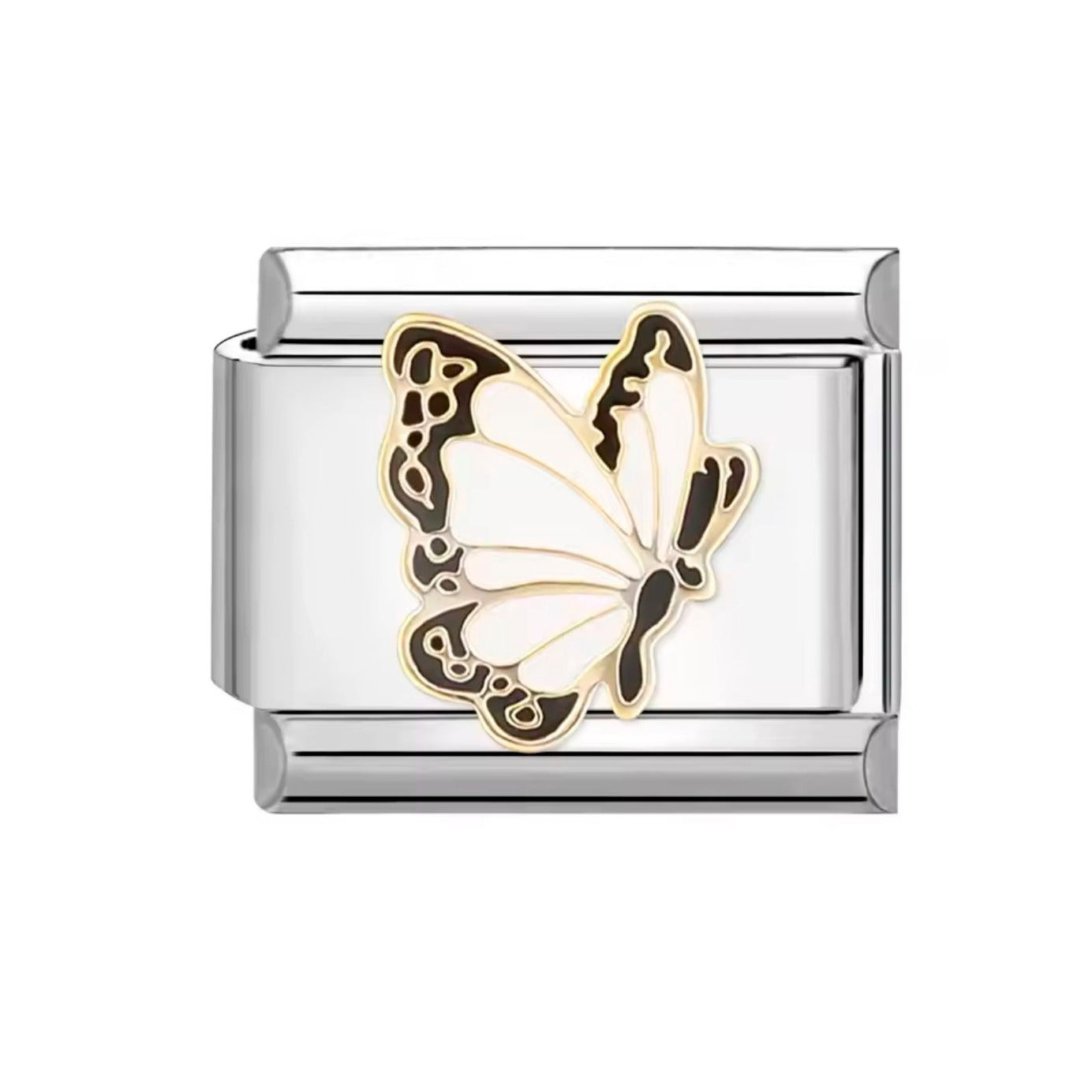 Charm Italian Mariposa Blanca con Negro