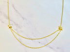 Collar Plata 925 con Chapa de Oro Estrellas con Doble Cadena