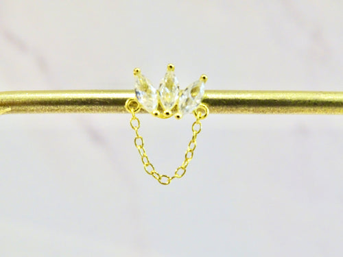 Piercing Plata 925 con Chapa de Oro 3 Zirconias