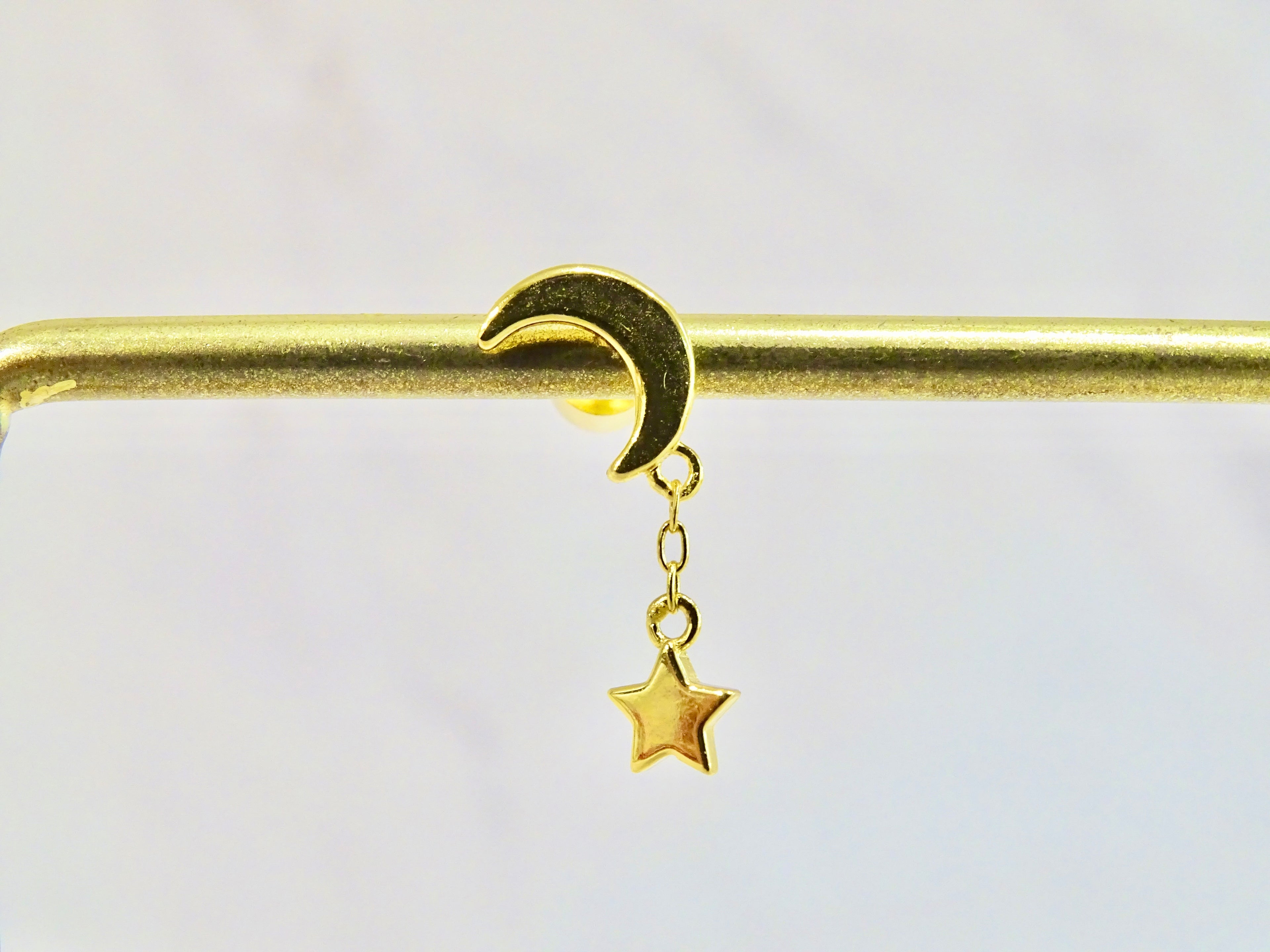 Piercing Plata 925 con Chapa de Oro Luna con Estrella
