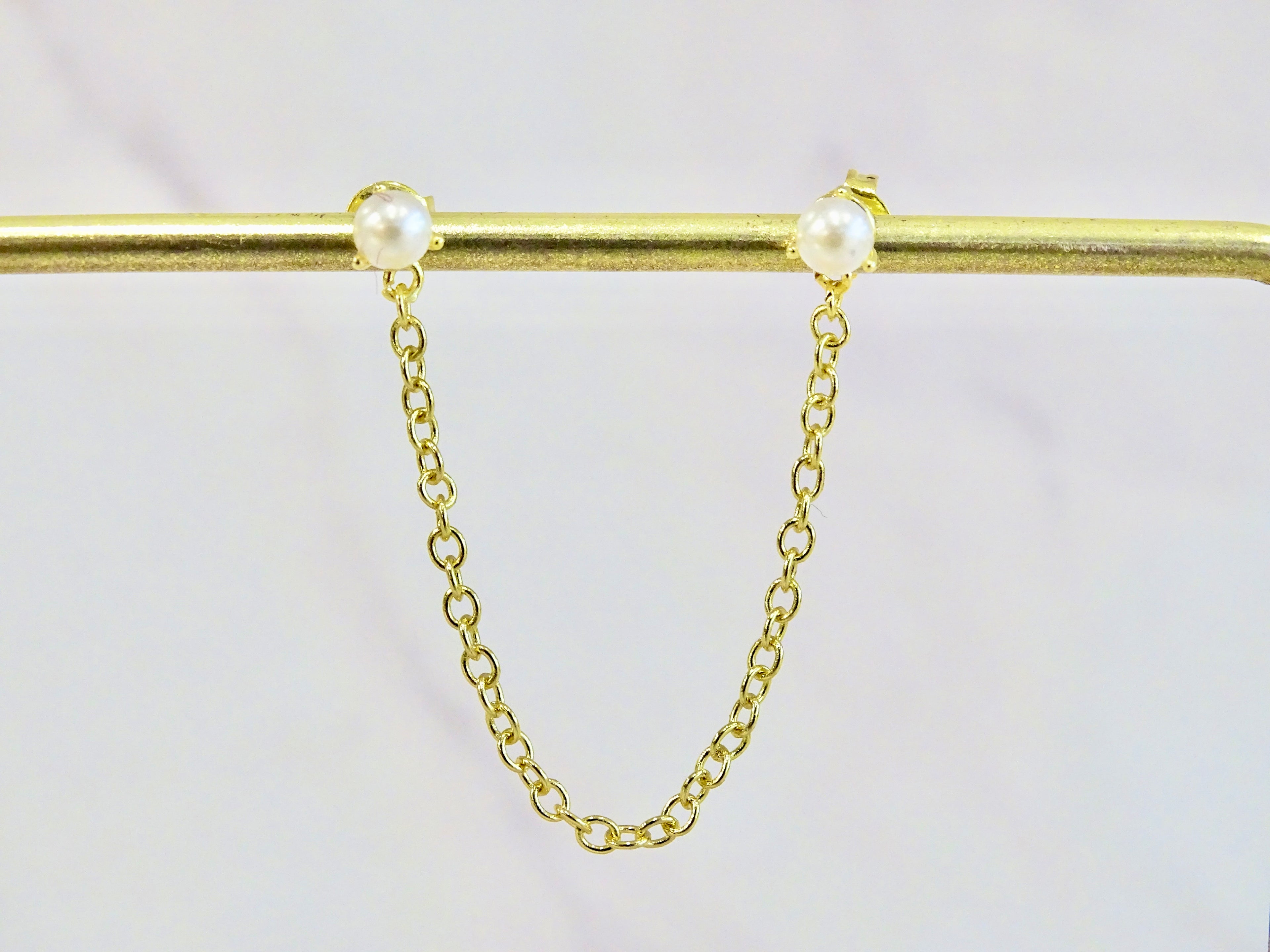 Piercing Plata 925 con Chapa de Oro 2 perlas