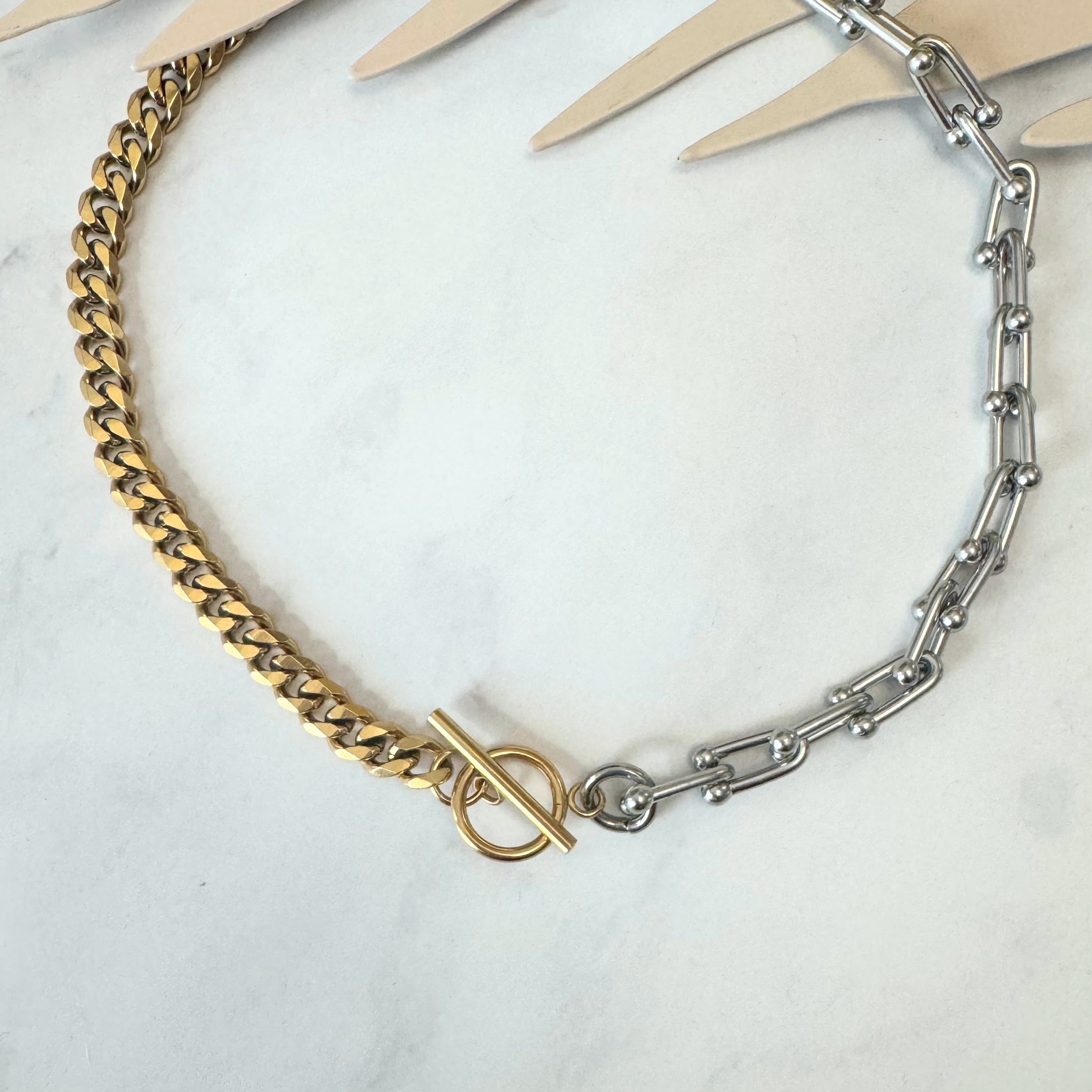 Collar Acero Inoxidable Bicolor Eslabon