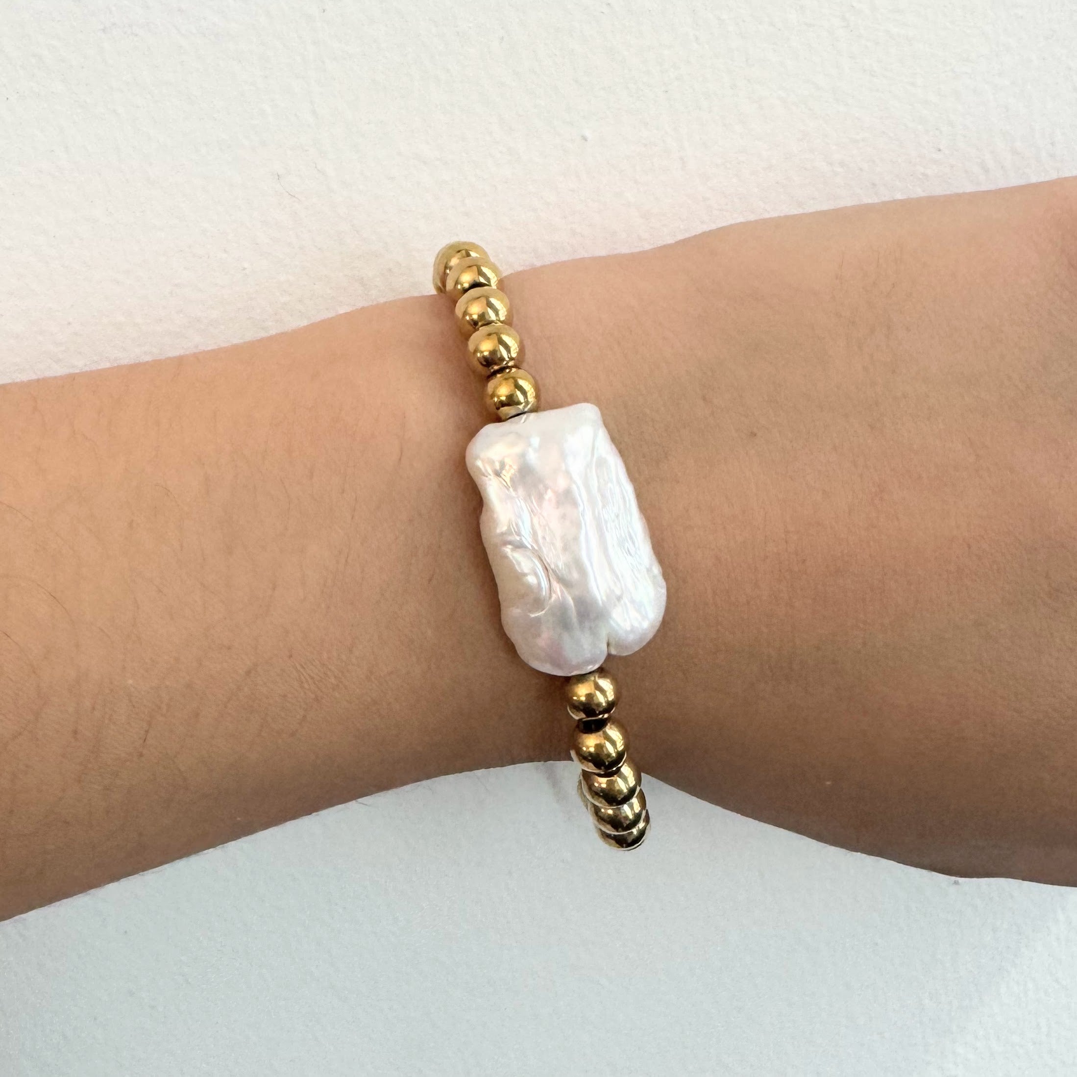 Pulsera Acero Inoxidable Perla Barroca