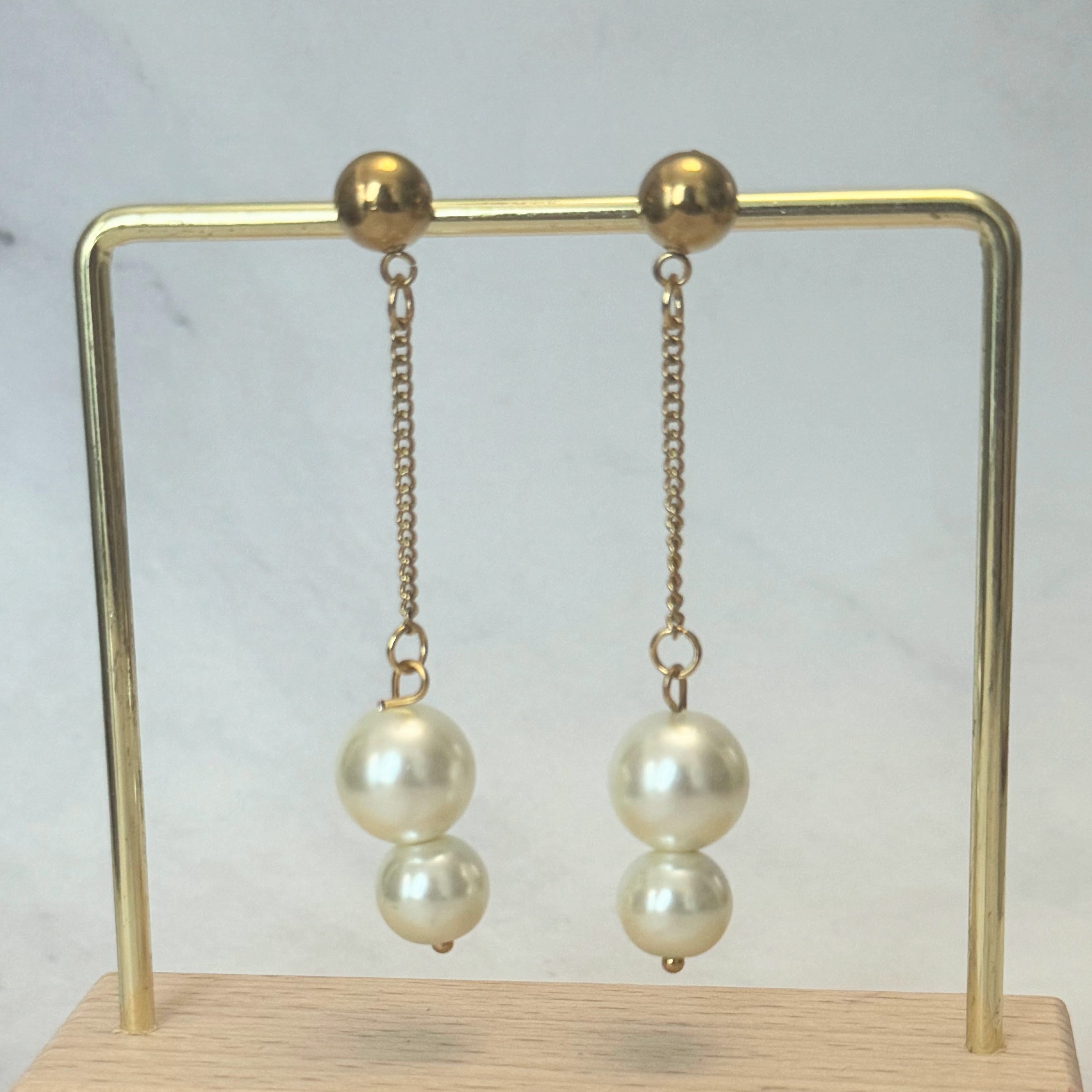 Aretes Acero Inoxidable 2 Perlas