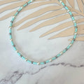 Collar Acero Inoxidable Celeste con Perla