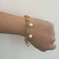 Pulsera Acero Inoxidable con Perlas Cristal