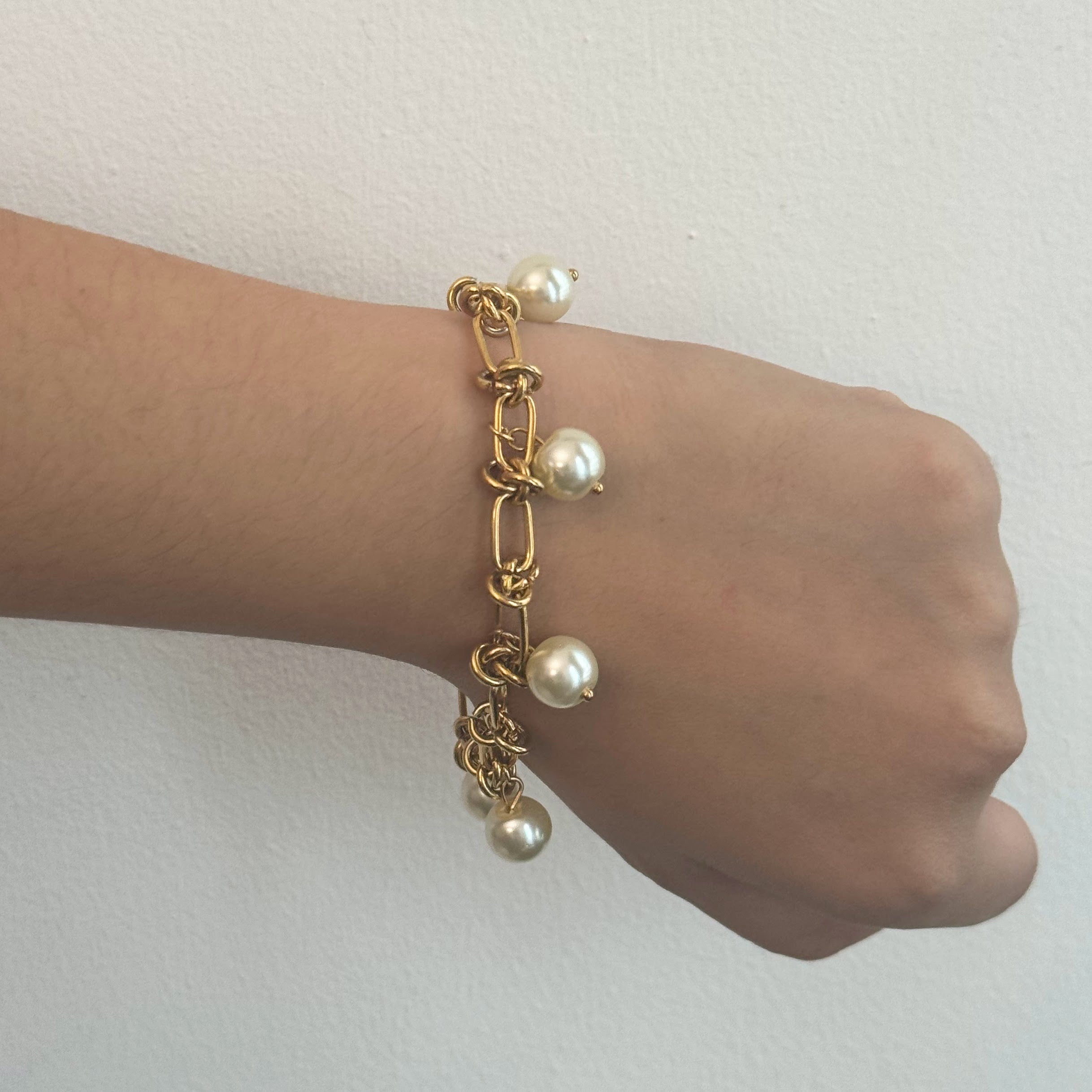 Pulsera Acero Inoxidable con Perlas Cristal