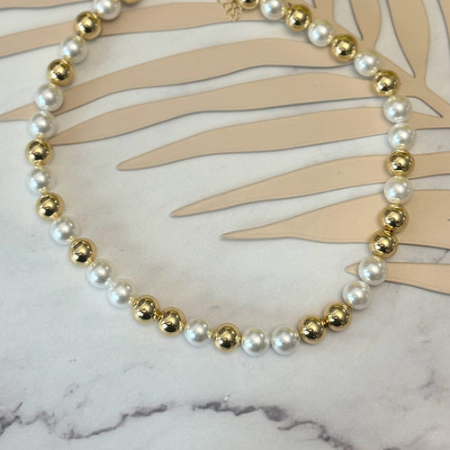 Collar Oro Laminadi Perlas y Bolas XL