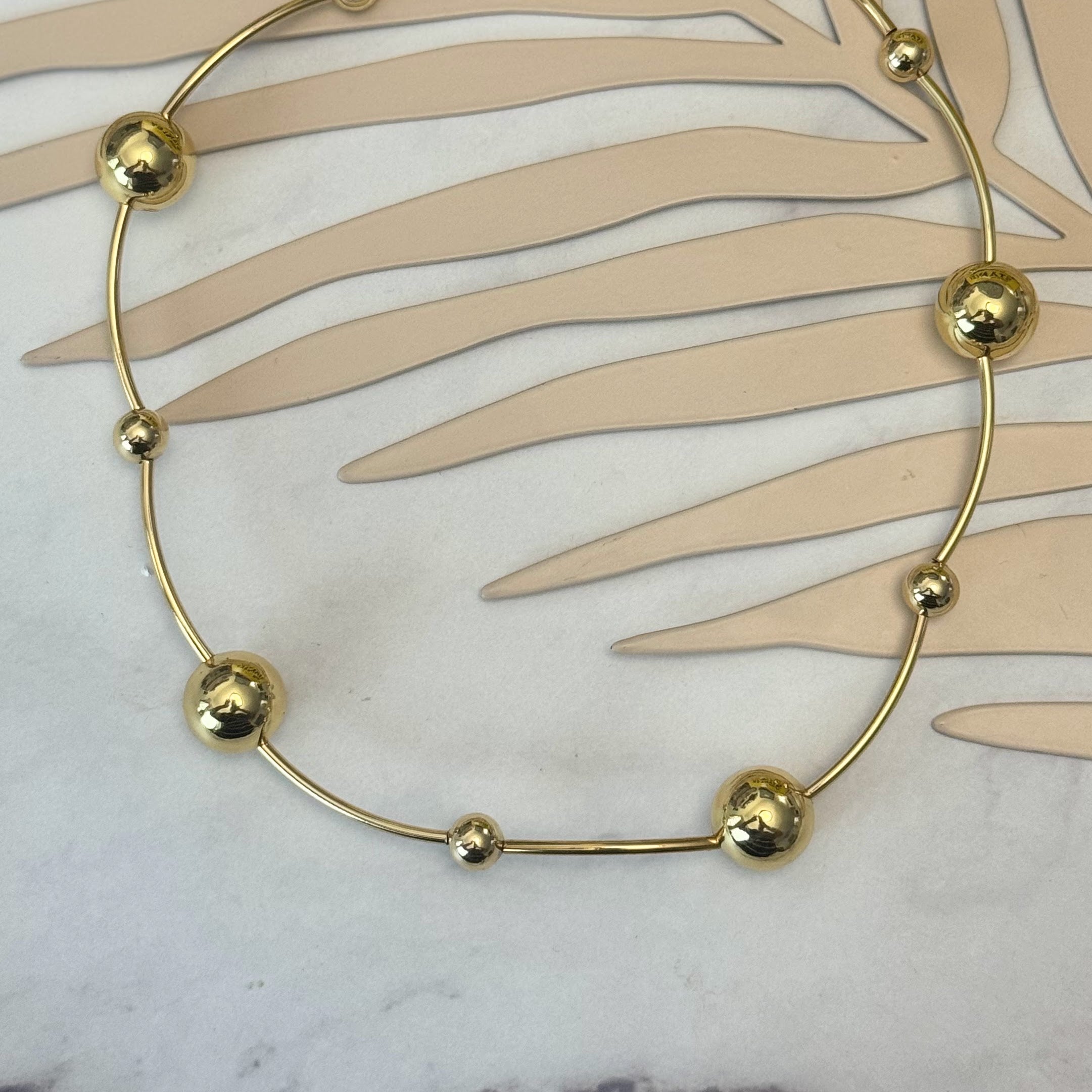 Collar Oro Laminado Bolas y Palitos