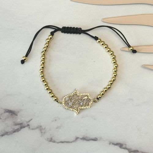 Pulsera Chapa de Oro Mano Zirconia