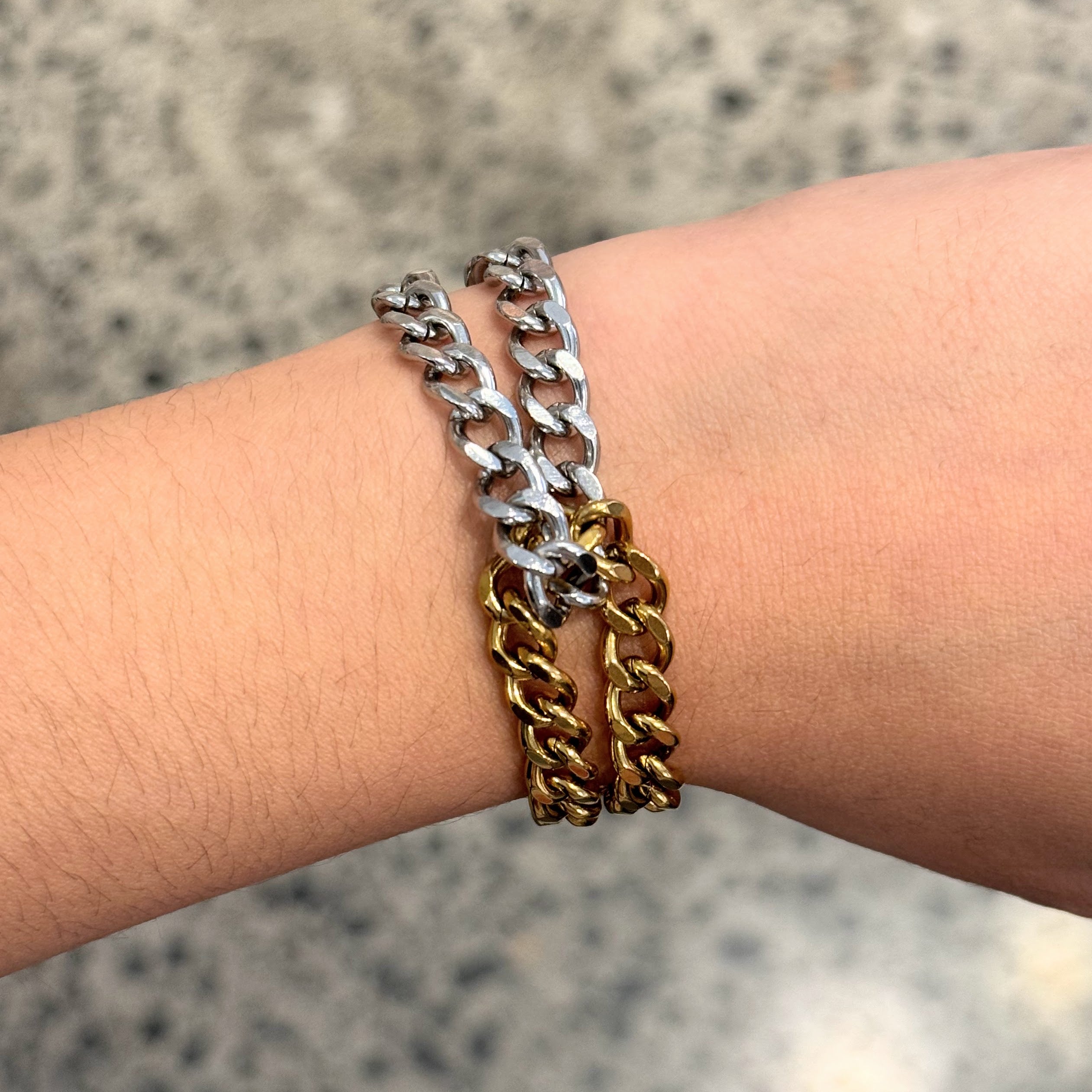 Pulsera Acero Inoxidable Cruzada Bicolor