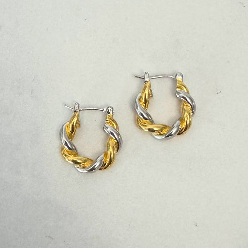 Aretes Oro Laminado Twist Bicolor