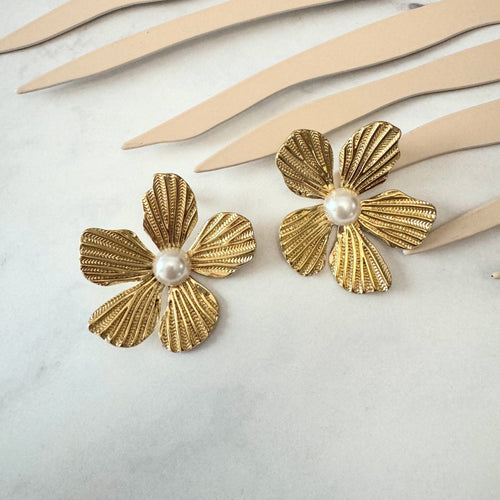 Aretes Acero Inoxidable Flor