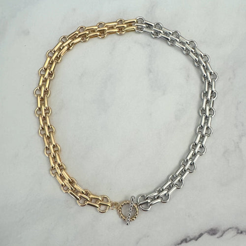 Collar Acero Inoxidable Trenzado Bicolor