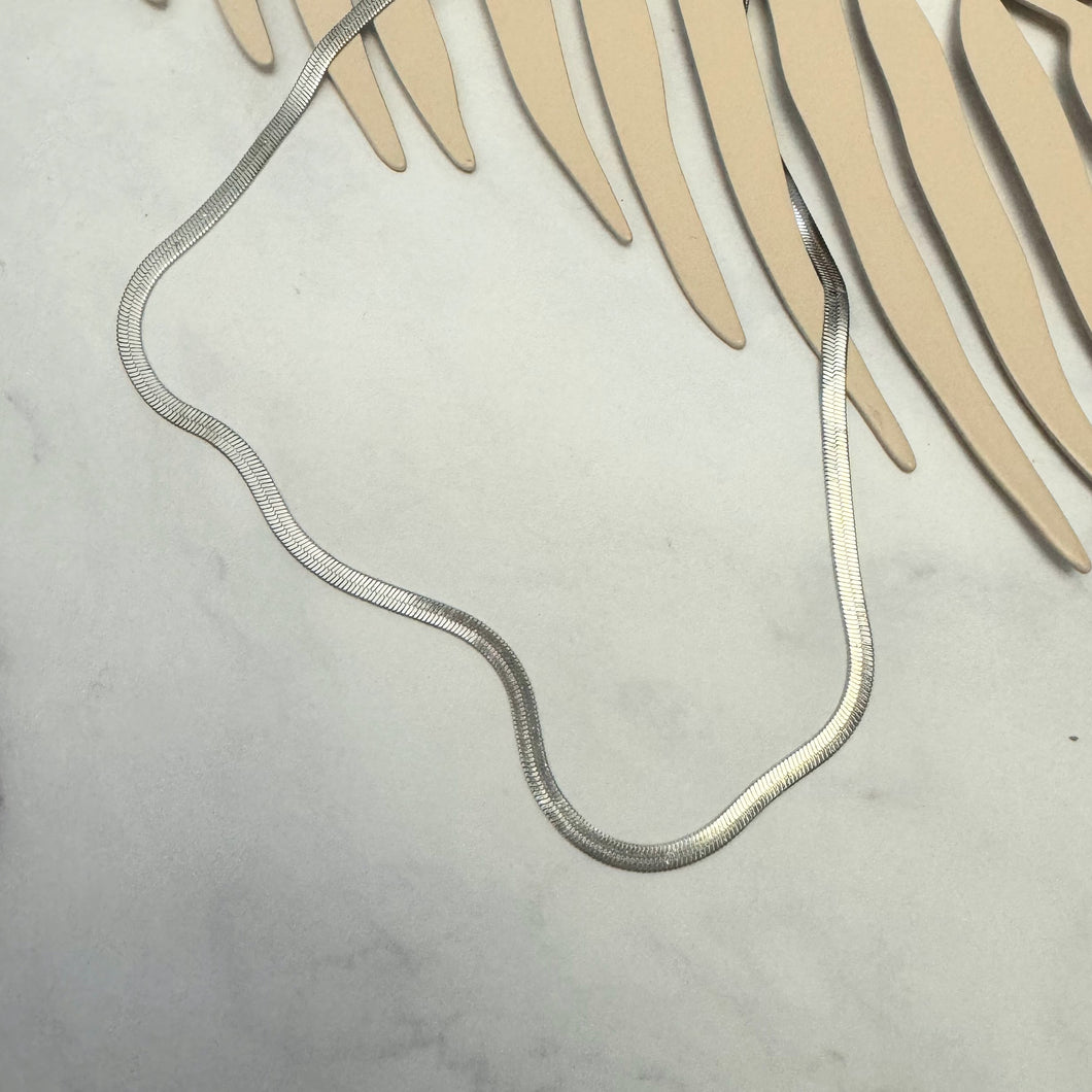 Collar Plateado Acero Inoxidable Plana 3 mm