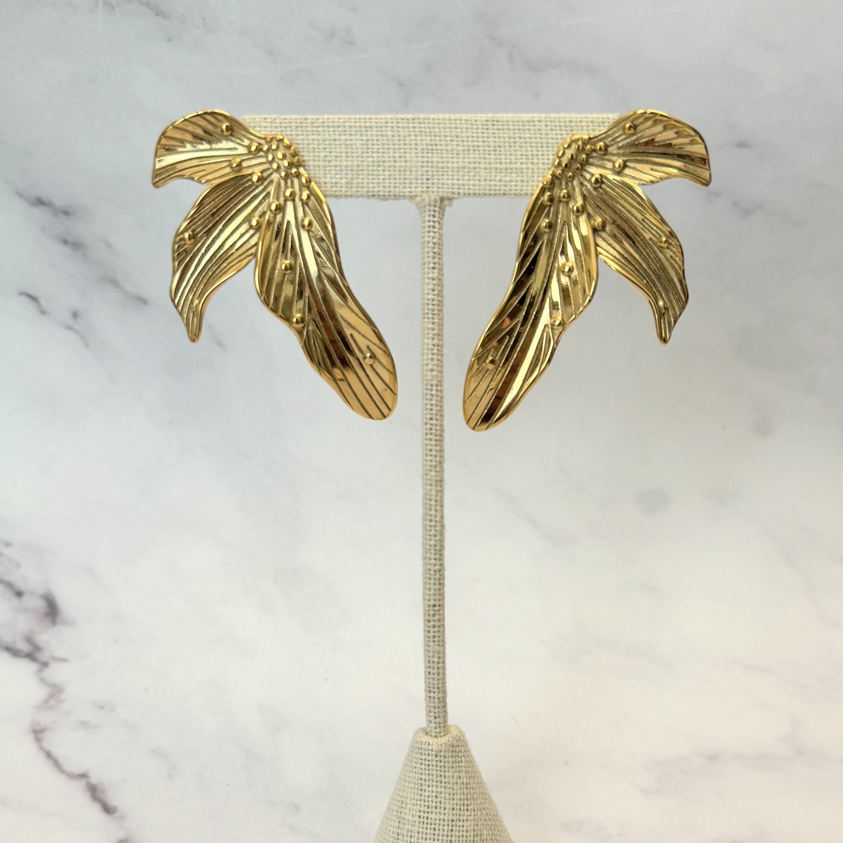 Aretes Acero Inoxidable Hojas